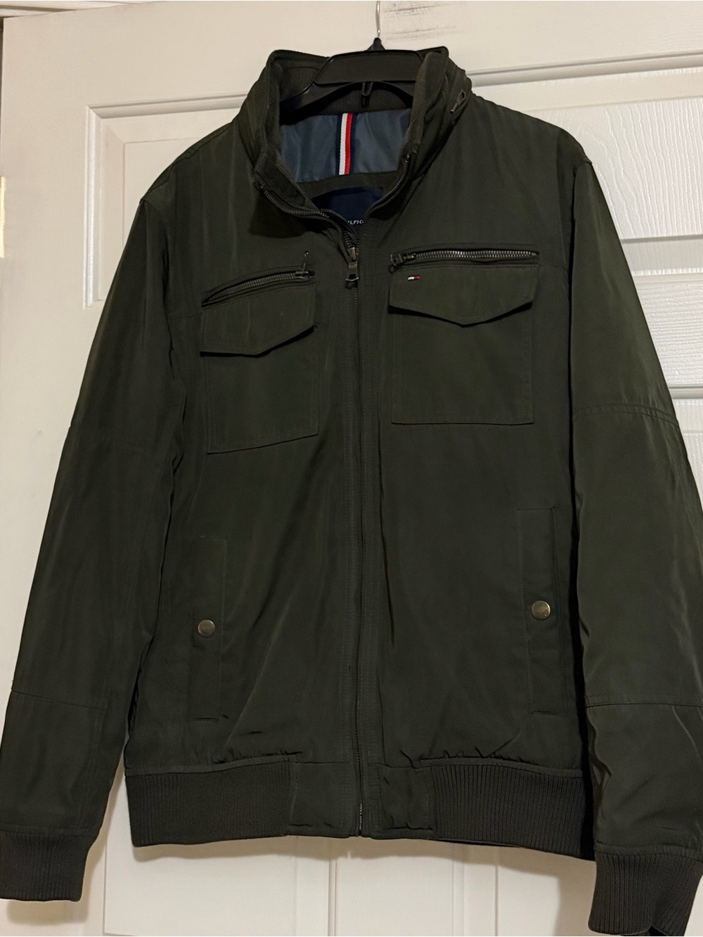 TOMMY HILFIGER Olive Green Water Wind Resistant Insulated Bomber Jacket Size L